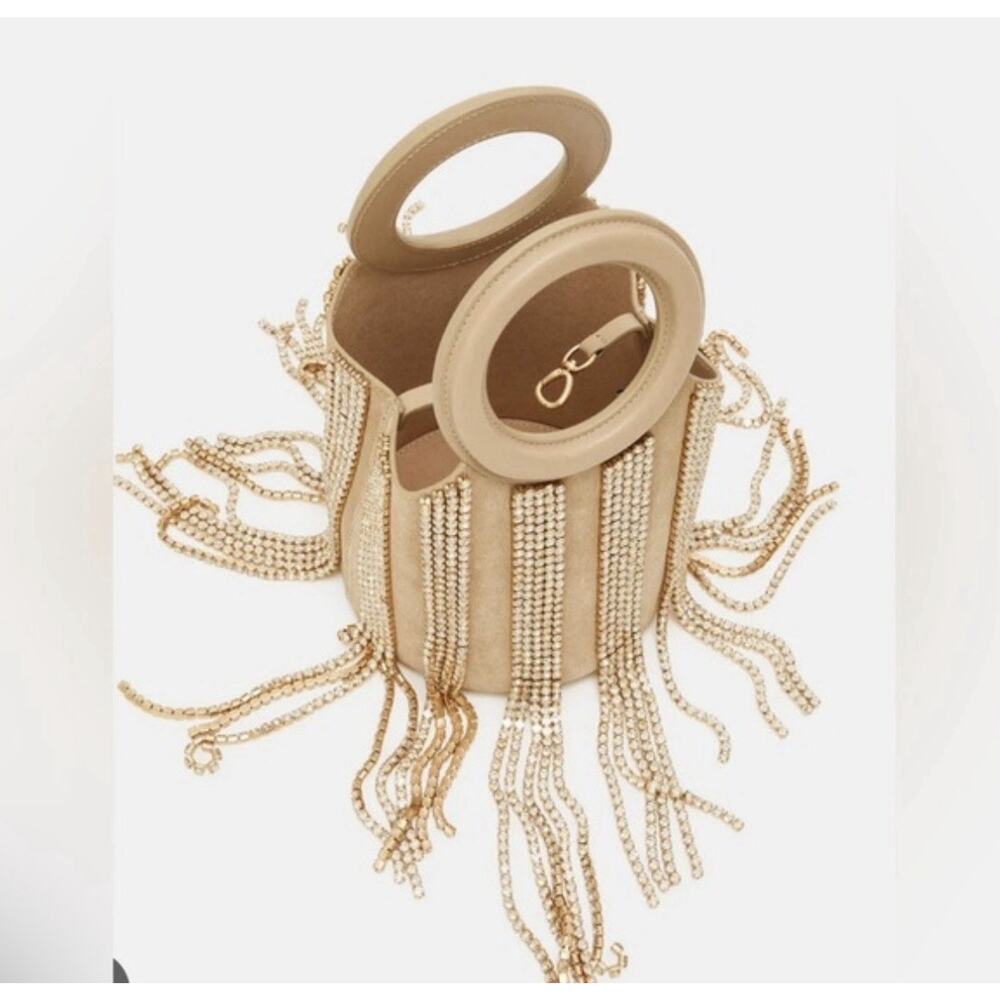 cult gaia Nude Crystal Fringe Wristlet with Circular Handles - Picture 4 of 16